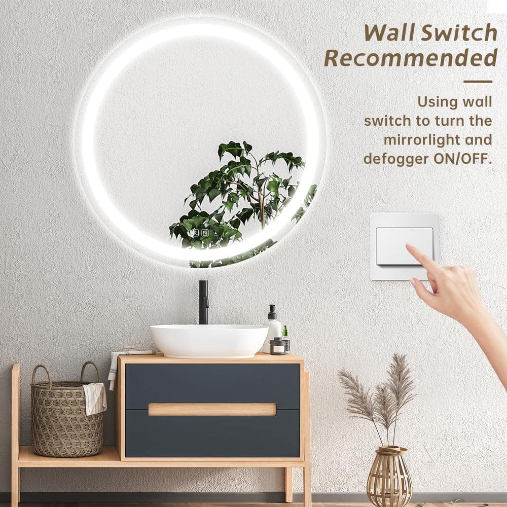 Round LED Mirror Bathroom Vanity Mirror With Dimmable Lights Various Sizes