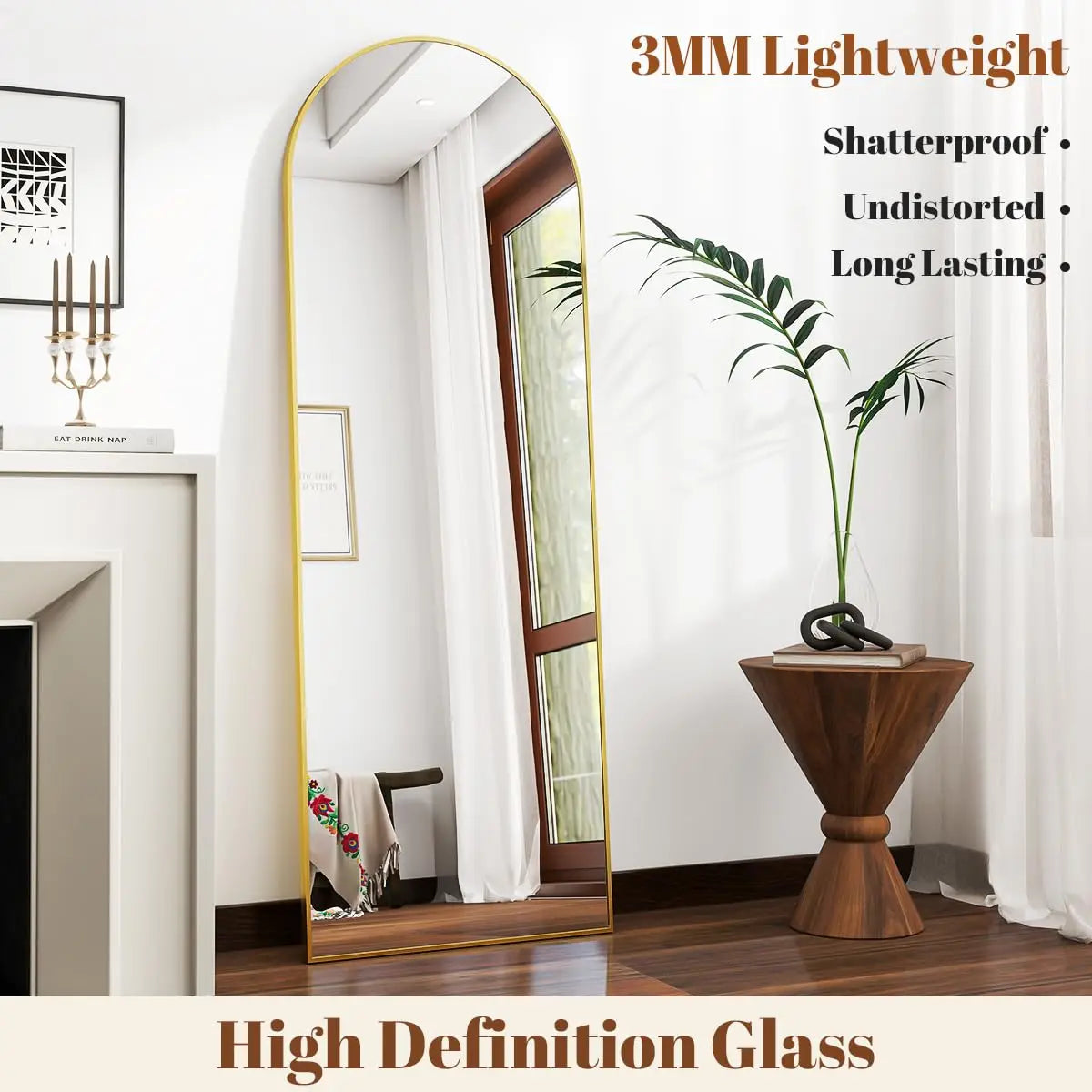 18x58" Arched Full Length Mirror With Stand