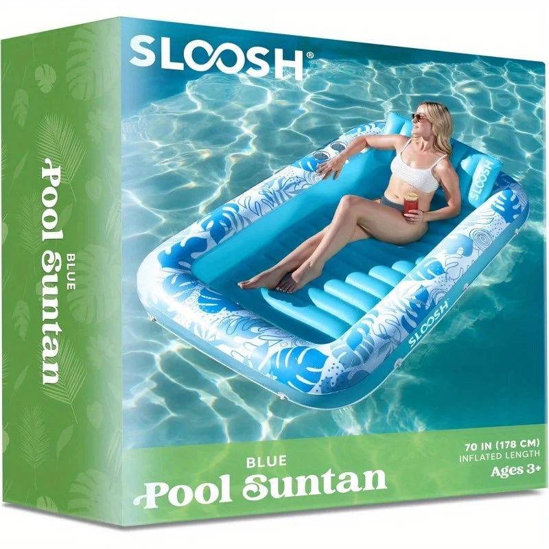 4-in-1 Inflatable Tanning Pool  70" x 46" With Pillow