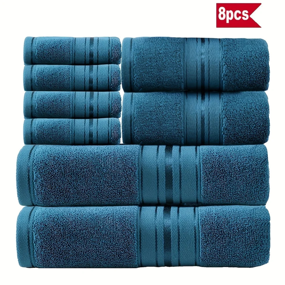 8 Piece Luxury Towel Set – 100% Ring Spun Cotton