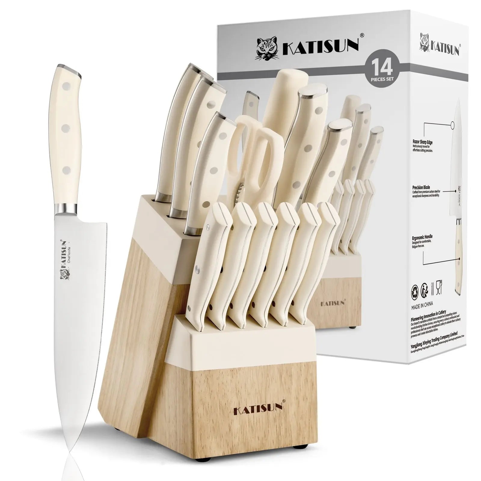 14 Pieces Knife Set With Wooden Block