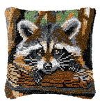 Cunning Fox Smyrna Buttons Package Latch Hook Pillow Kit Bunny Embroidery Design Plush Animal Canvas Craft for Home Decor Gifts