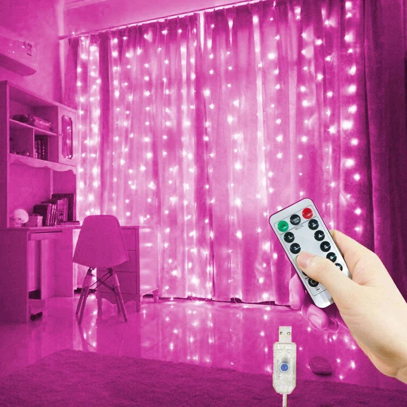 LED Curtain USB Power Fairy Lights for Holidays or Fun Rooms, Remote Control