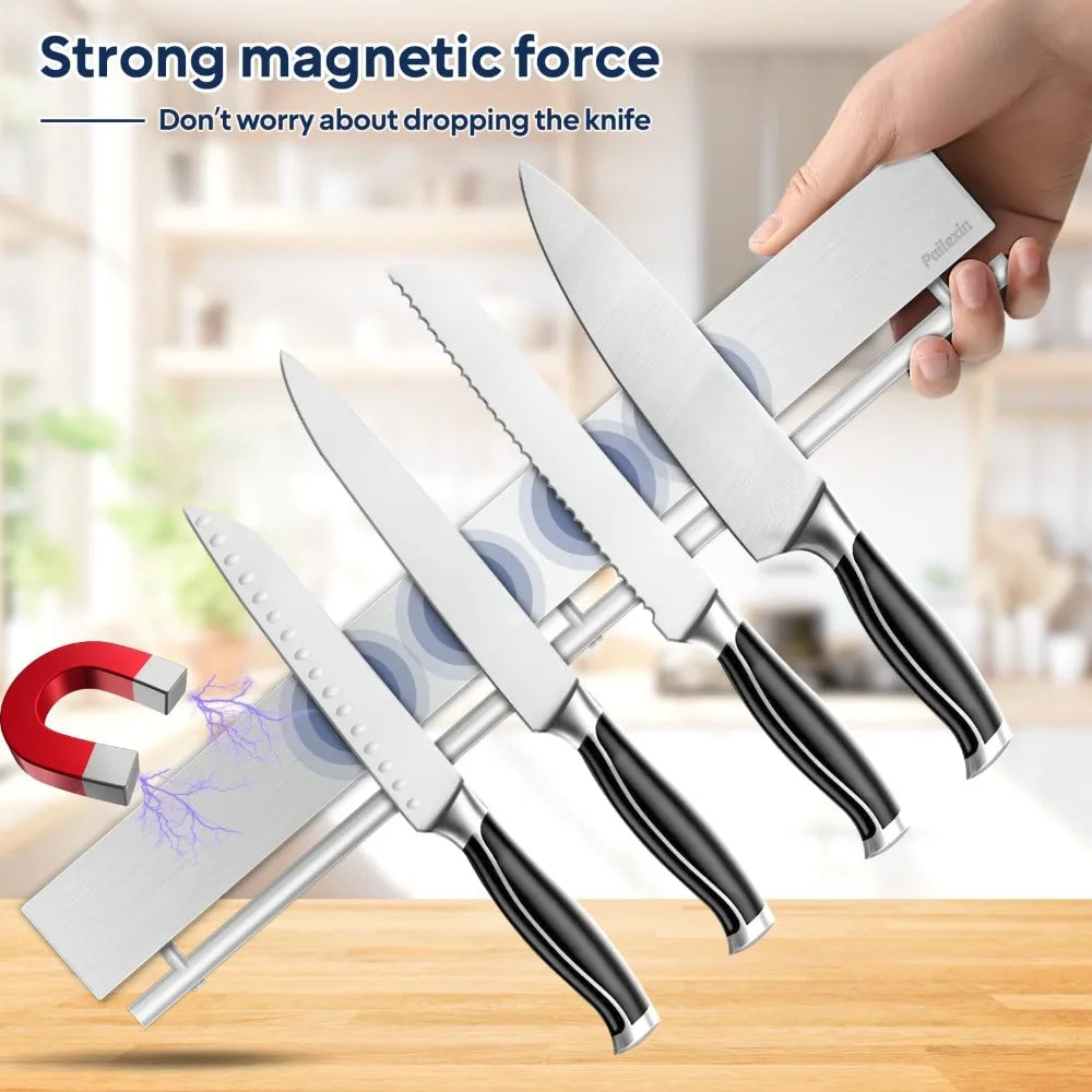 17" Magnetic Knife Holder With 10 Hooks