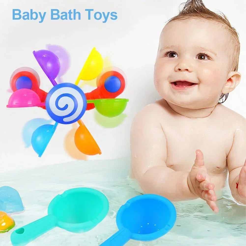 Rainbow Windmill, Waterwheel Baby/Toddlers Bath Water Spray Toy Set