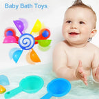 Rainbow Windmill, Waterwheel Baby/Toddlers Bath Water Spray Toy Set