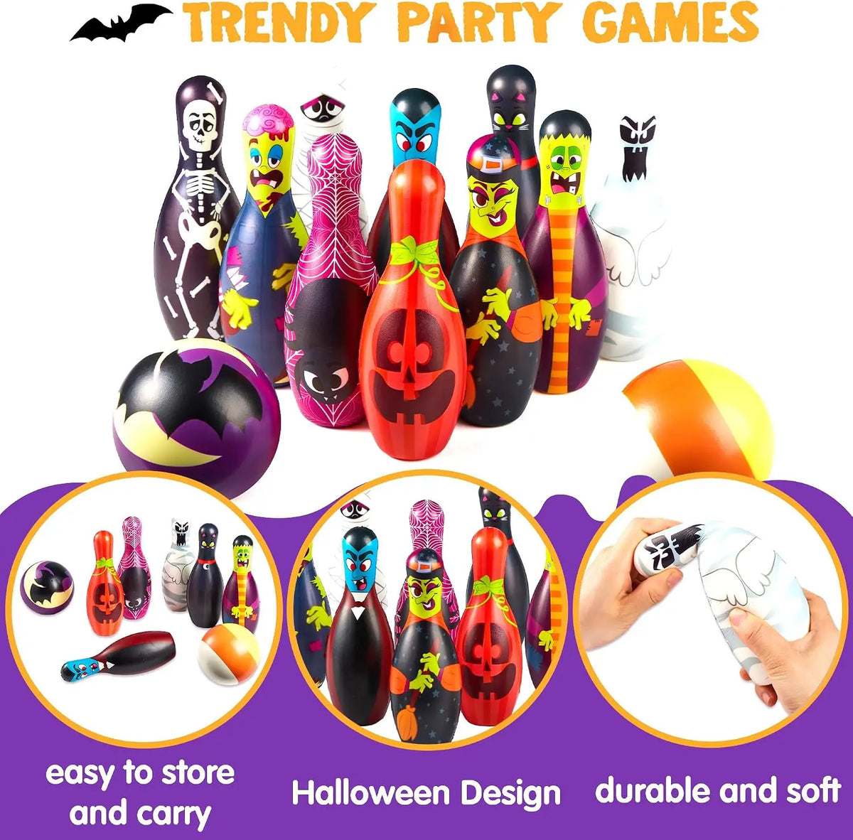 12 pcs Halloween Foam Bowling Set for Kids