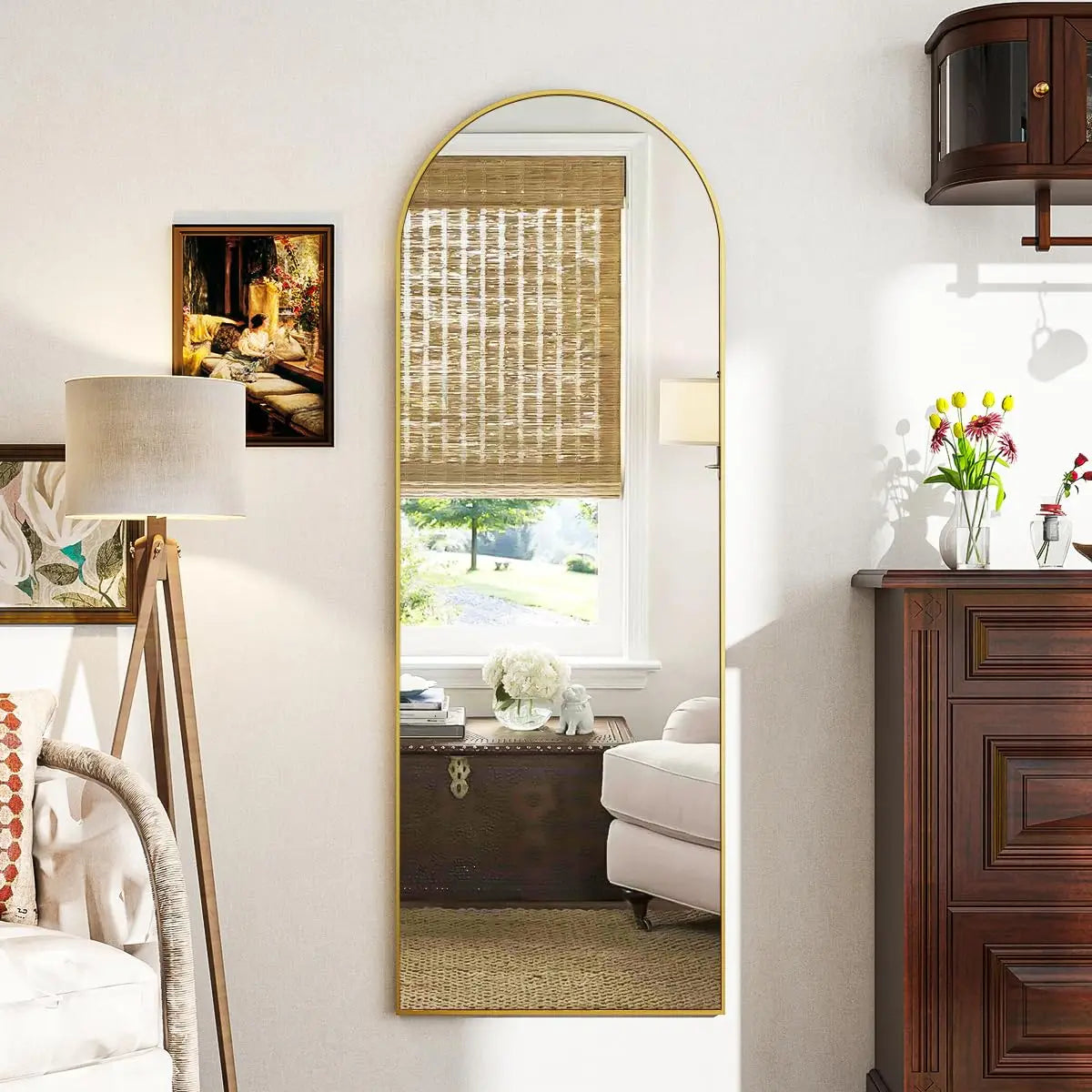 18x58" Arched Full Length Mirror With Stand