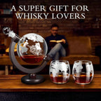 Decanter Globe Set With 2 Etched Glasses
