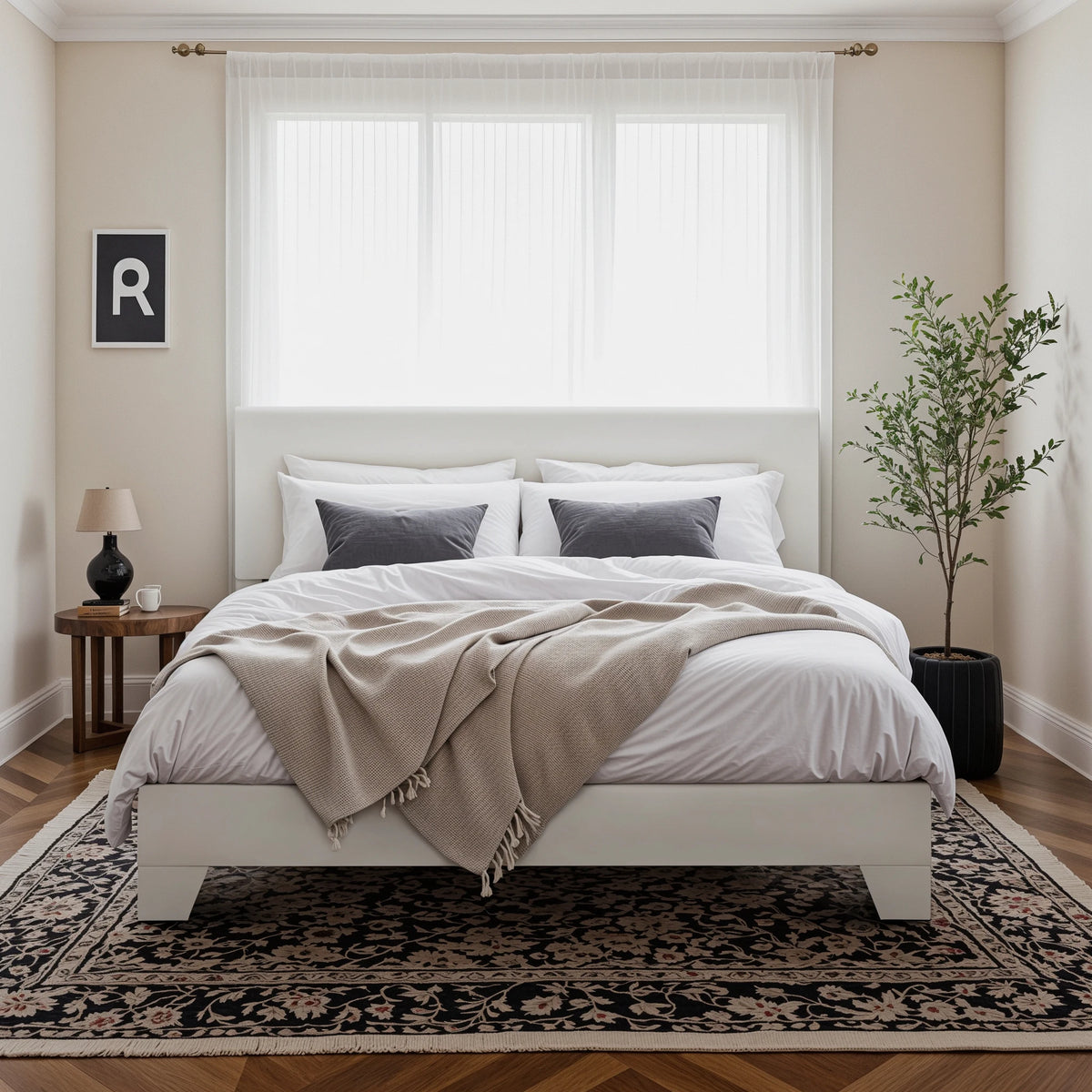 Upholstered Bed Frame with Adjustable Headboard, 5 Colors 3 Sizes