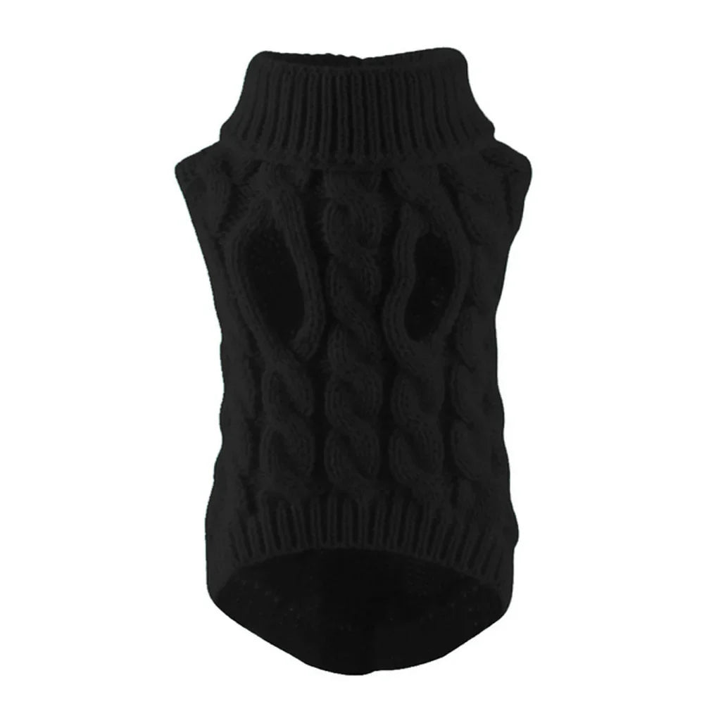 Classic Solid Knit Dog Sweater | Warm Winter Pullover for Small Breeds