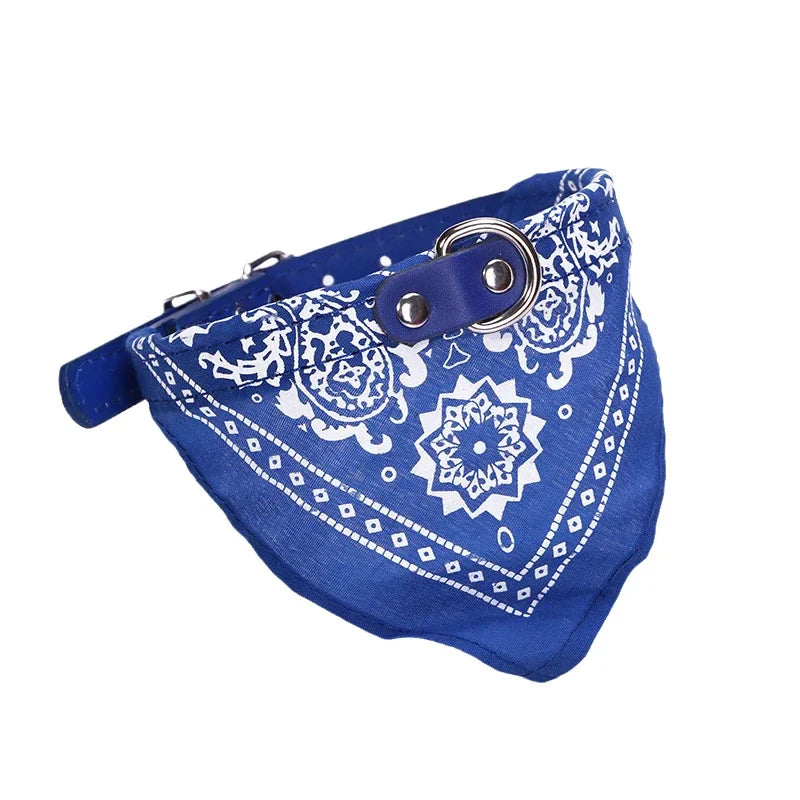 Adjustable PU Dog/Cat Collar with Detachable Scarf | For Small Medium Dogs and Cats