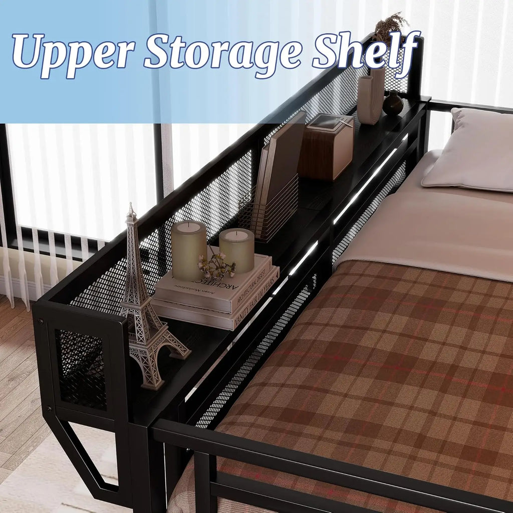 Queen Loft Bed Frame, Stairs/Storage/Wardrobe/Bedside Shelf