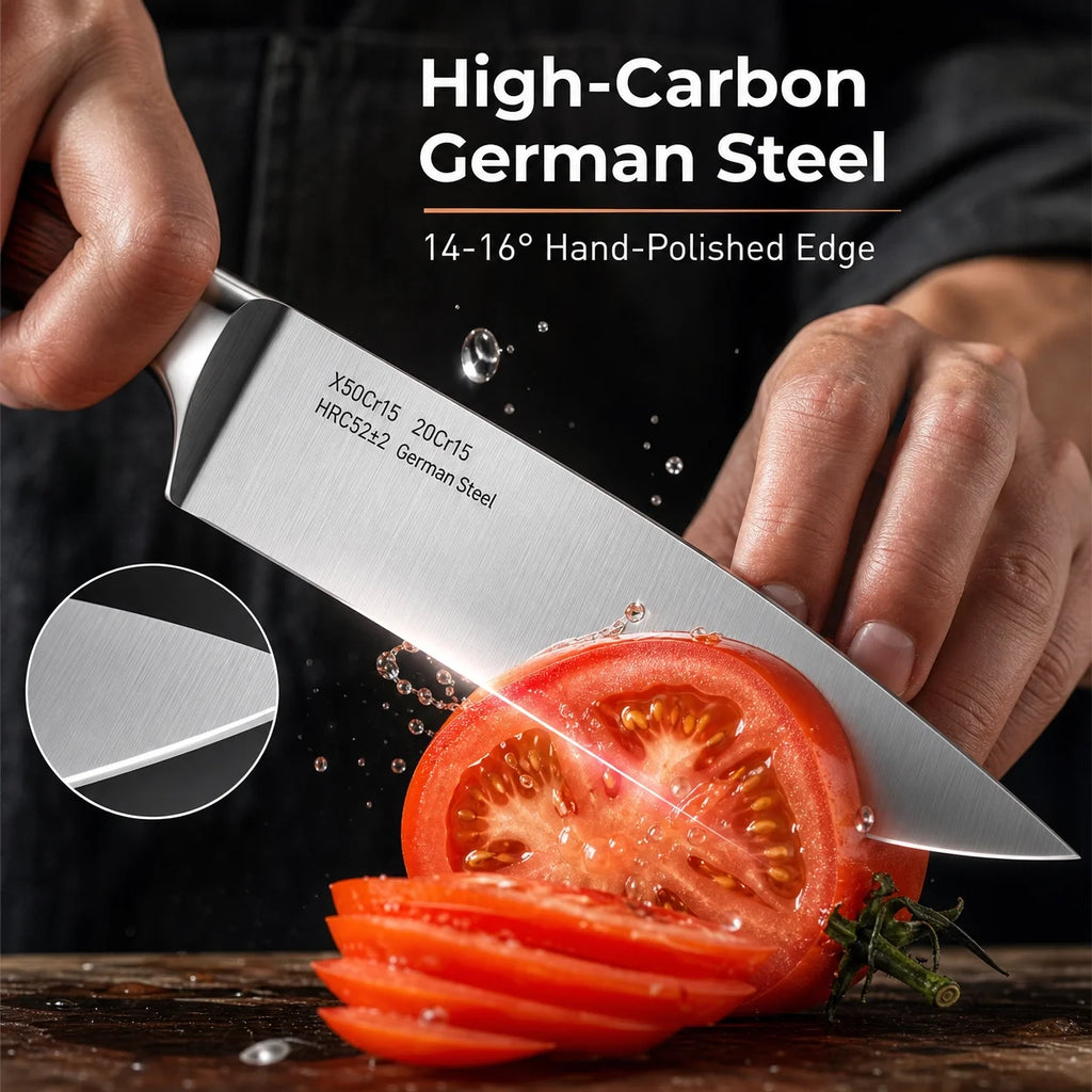16-Pc Stainless Steel & Acacia Kitchen Knife Set
