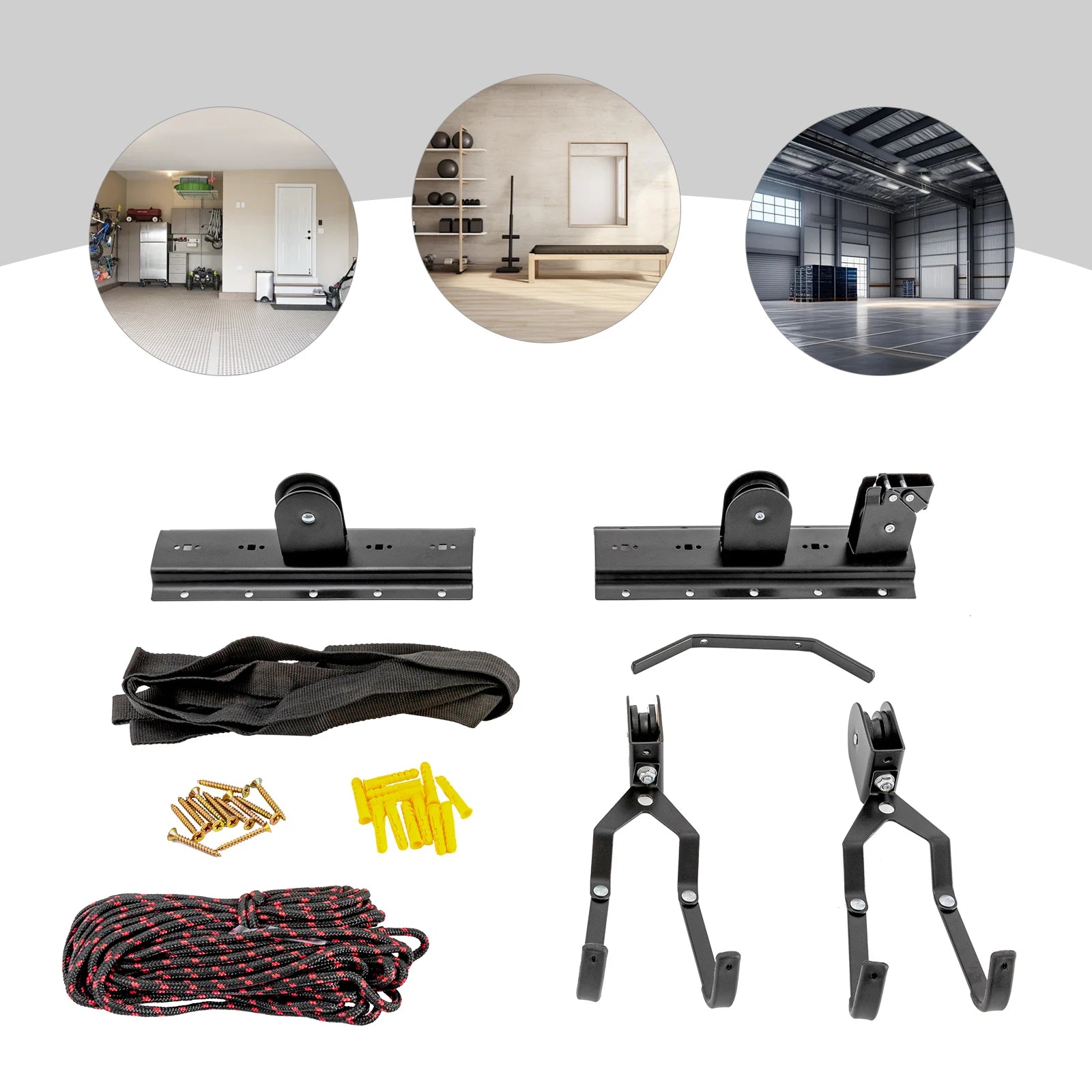 Garage/Home-Gym Bike Storage Pulley System