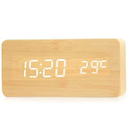 Wooden Digital Alarm Clock, With Temperature