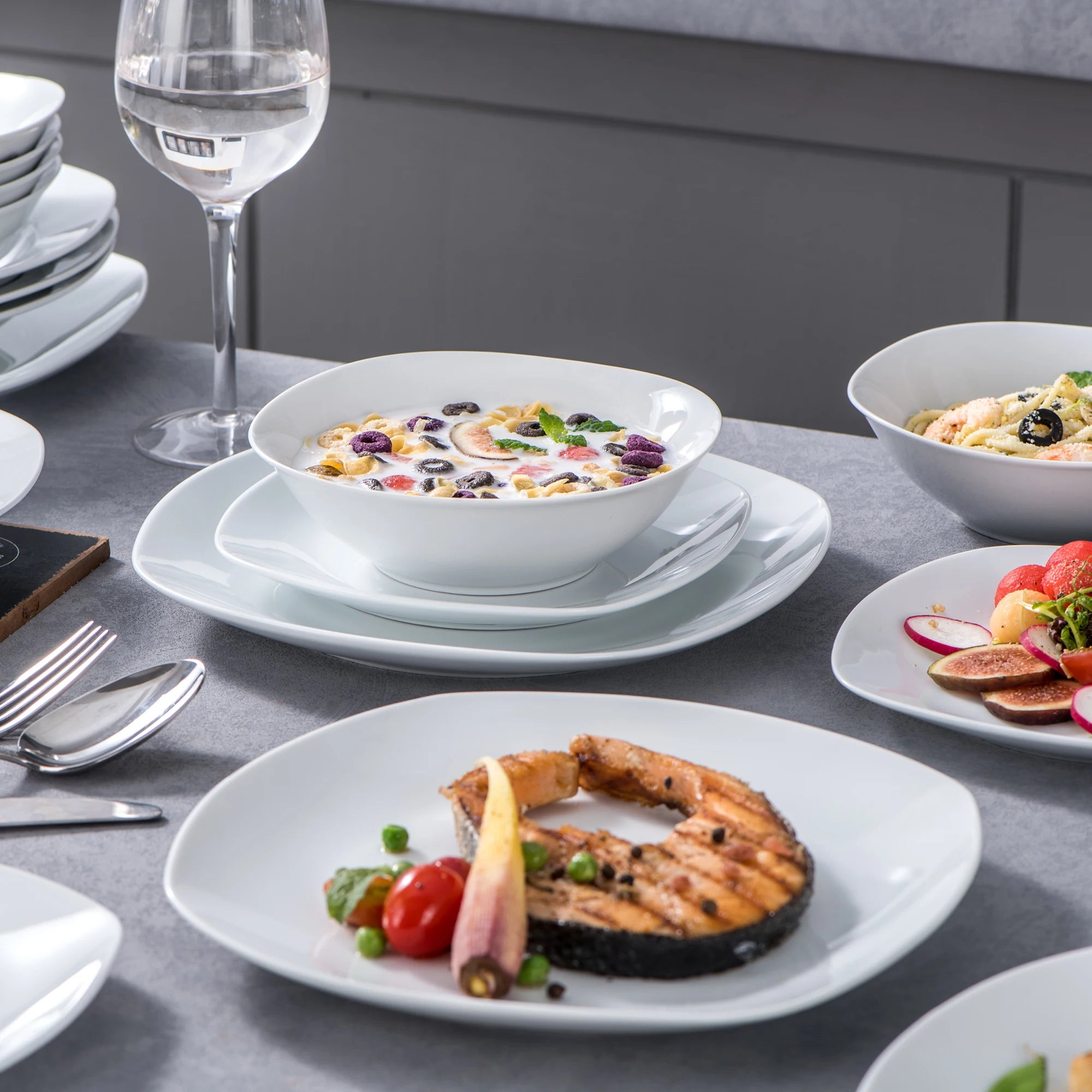 MALACASA Elisa 24-Pc Ceramic Porcelain Tableware