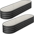 2 Pcs 4.5x2x1ft Oval Raised Garden Bed, Galvanized Raised Beds,Open-Ended Base Metal Raised Planter Beds,Garden Bed Outdoor
