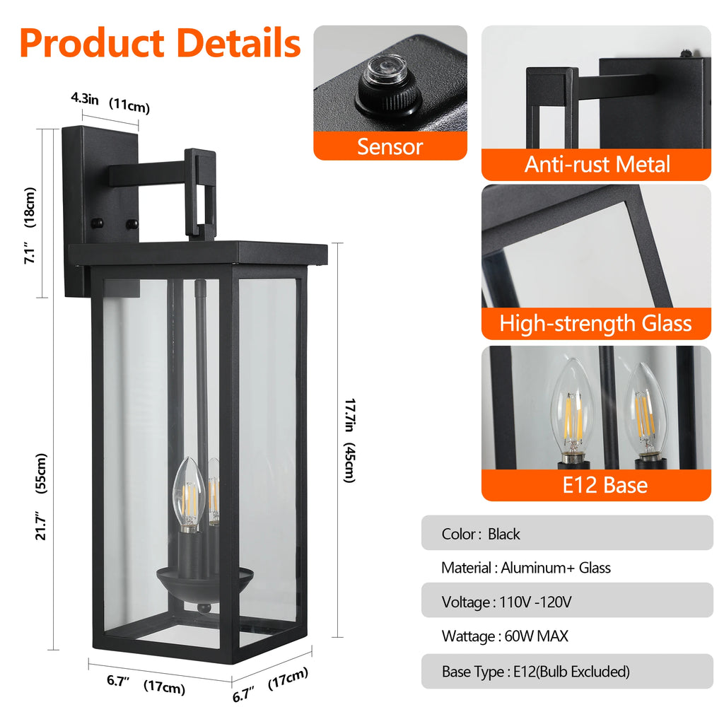 22" Outdoor Wall Lantern Anti-Rust/Weatherproof