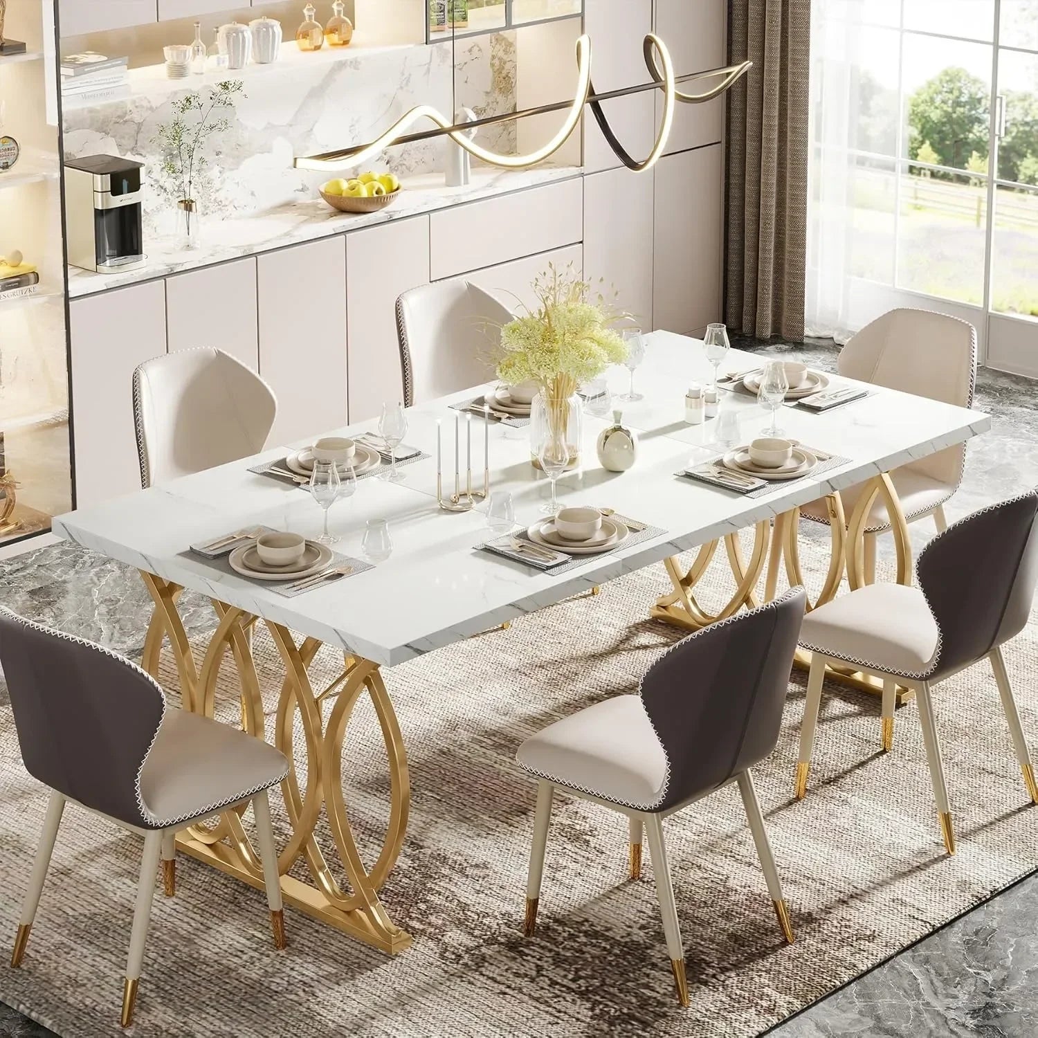 Modern Dining Table 4-6 People, Gold