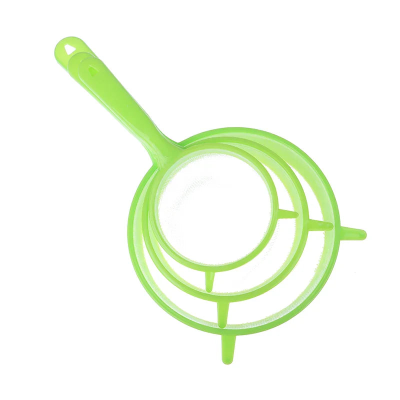 3pcs Plastic Fine Mesh Scoop, Strainer, Sieve and Colander for Baking and Cooking