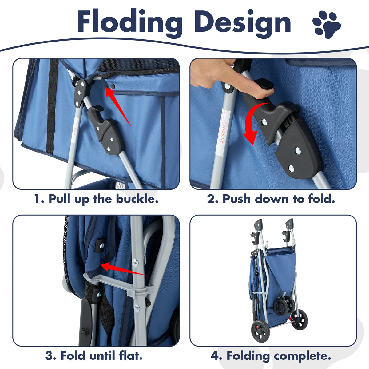 Foldable Pet Stroller For Dogs & Cats