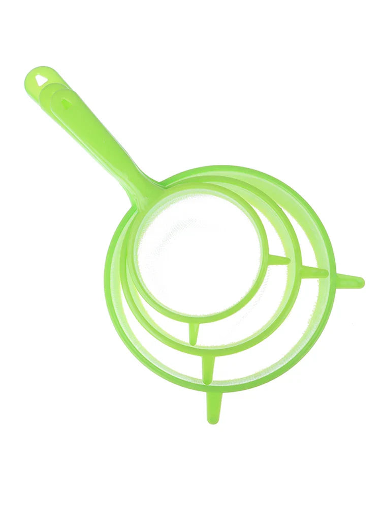 3pcs Plastic Fine Mesh Scoop, Strainer, Sieve and Colander for Baking and Cooking