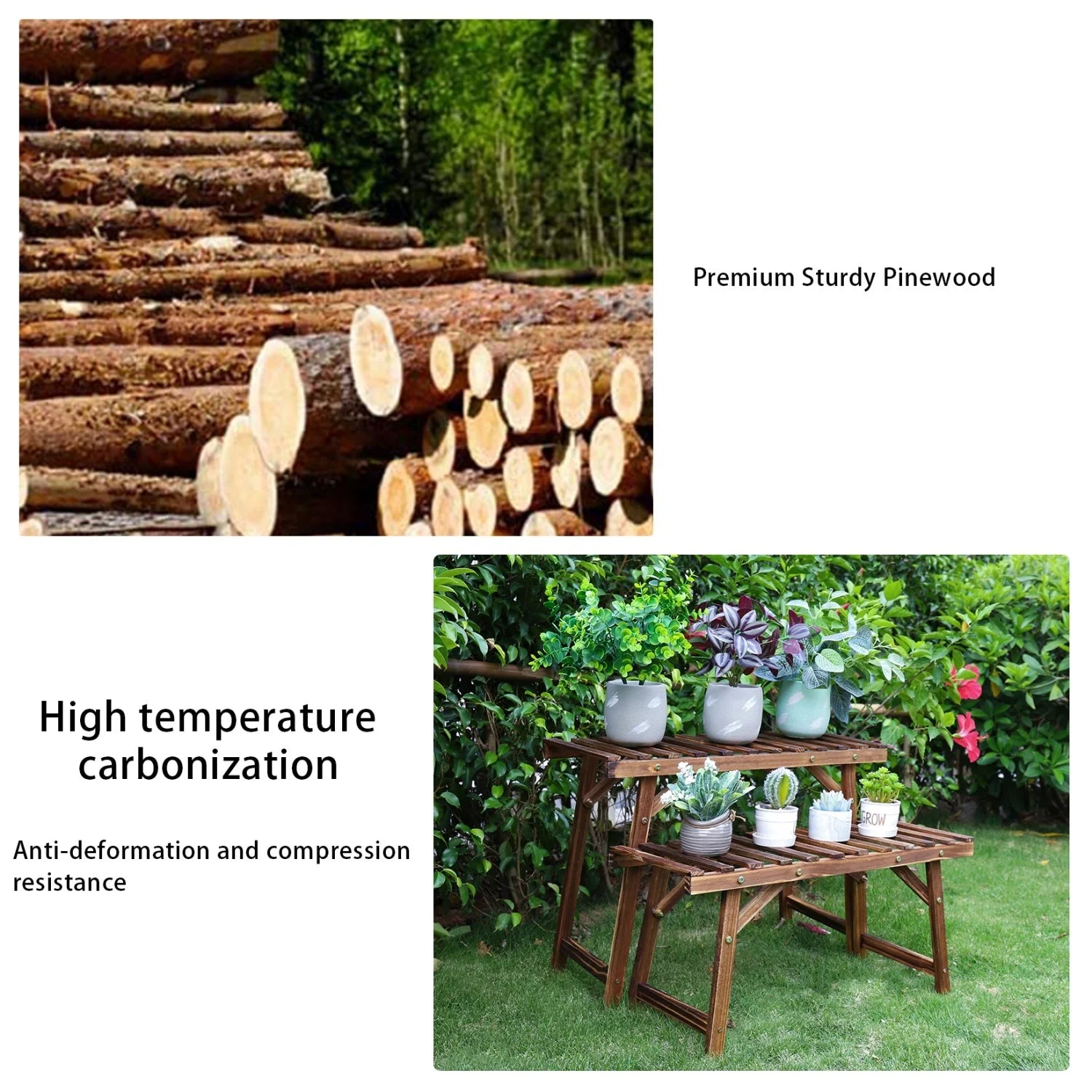 3-Tier Ladder Shelf Wood Plant Stand