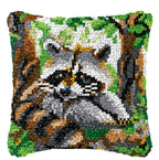 Cunning Fox Smyrna Buttons Package Latch Hook Pillow Kit Bunny Embroidery Design Plush Animal Canvas Craft for Home Decor Gifts