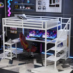 Queen Loft Bed Frame, Stairs/Storage/Wardrobe/Bedside Shelf