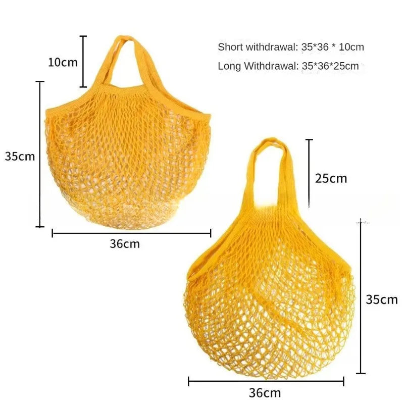 2-Pcs Reusable Cotton Mesh Produce Shopping Tote