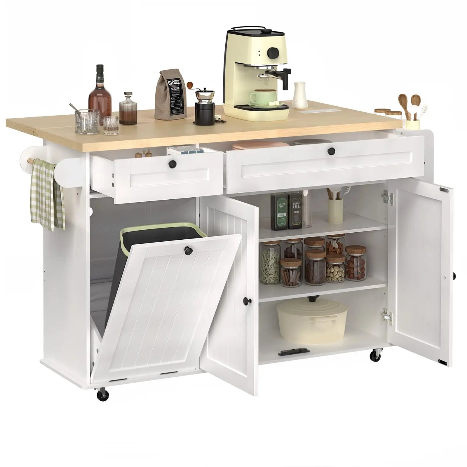 60" Mobile Kitchen Island 2 Colors Available