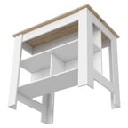 Cala Kitchen Island, 3 Shelves White/Light Oak