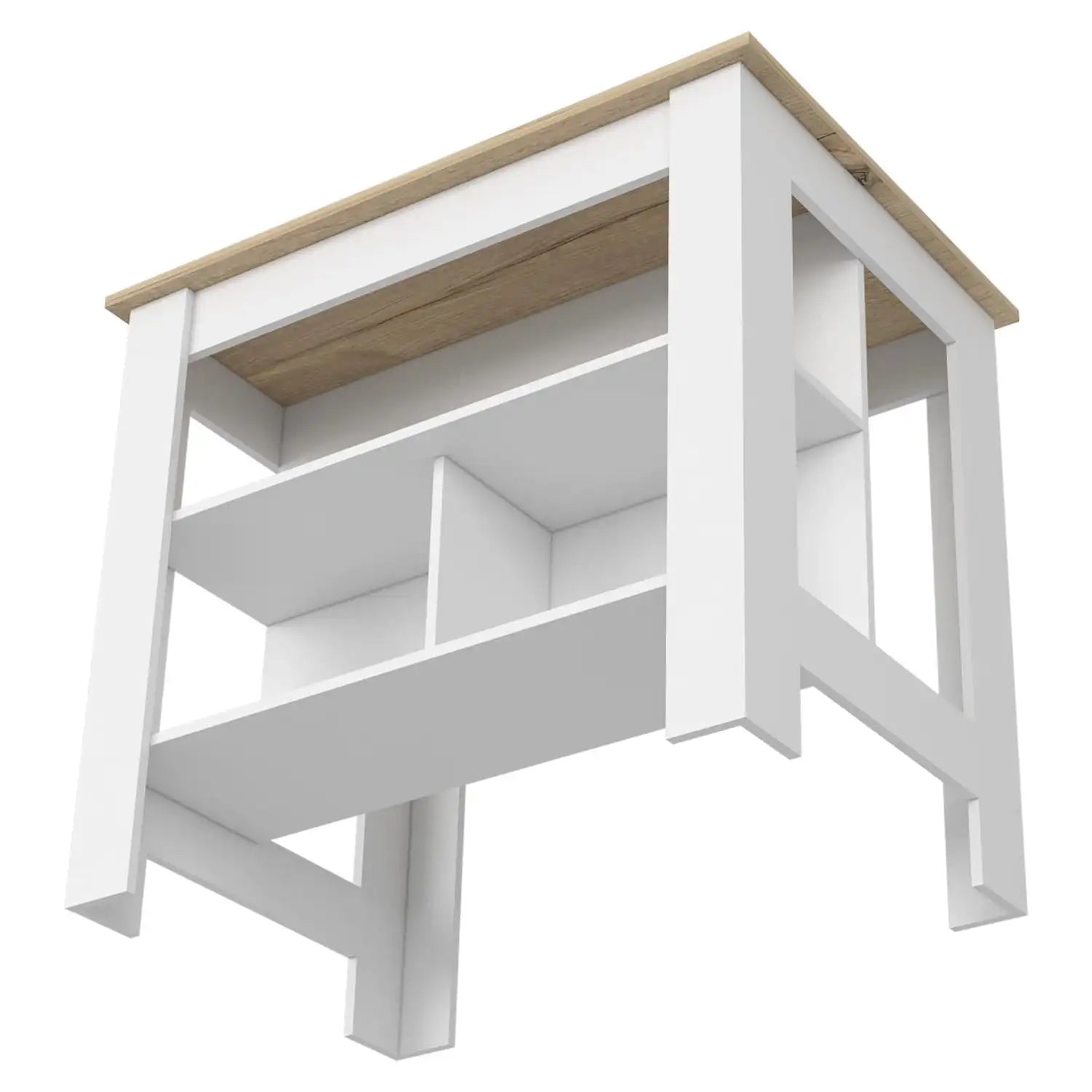 Cala Kitchen Island, 3 Shelves White/Light Oak