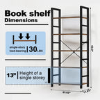 Book Shelf, 5 Tier Bookcase, Modern Bookshelf