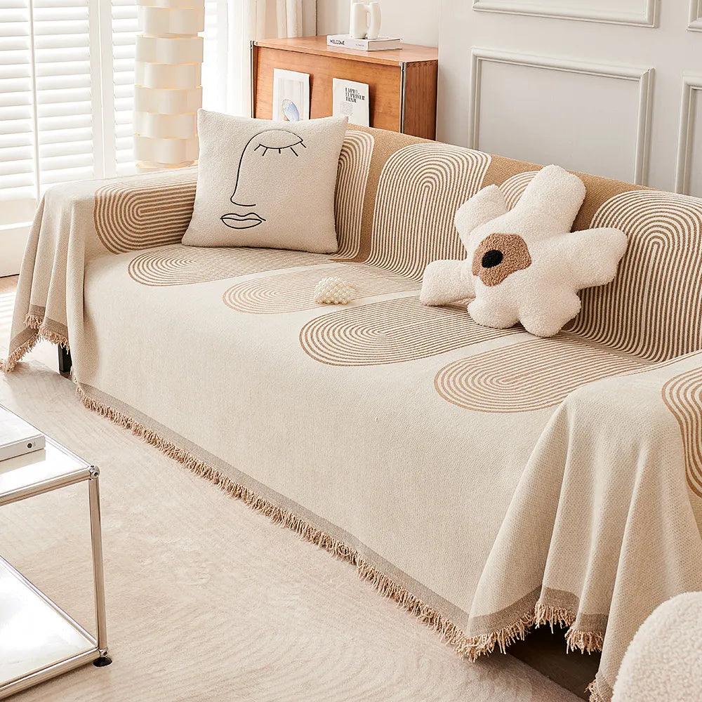 Double-Sided Moden Retro Chenille Couch Covers, Pet/Kid Friendly Protection