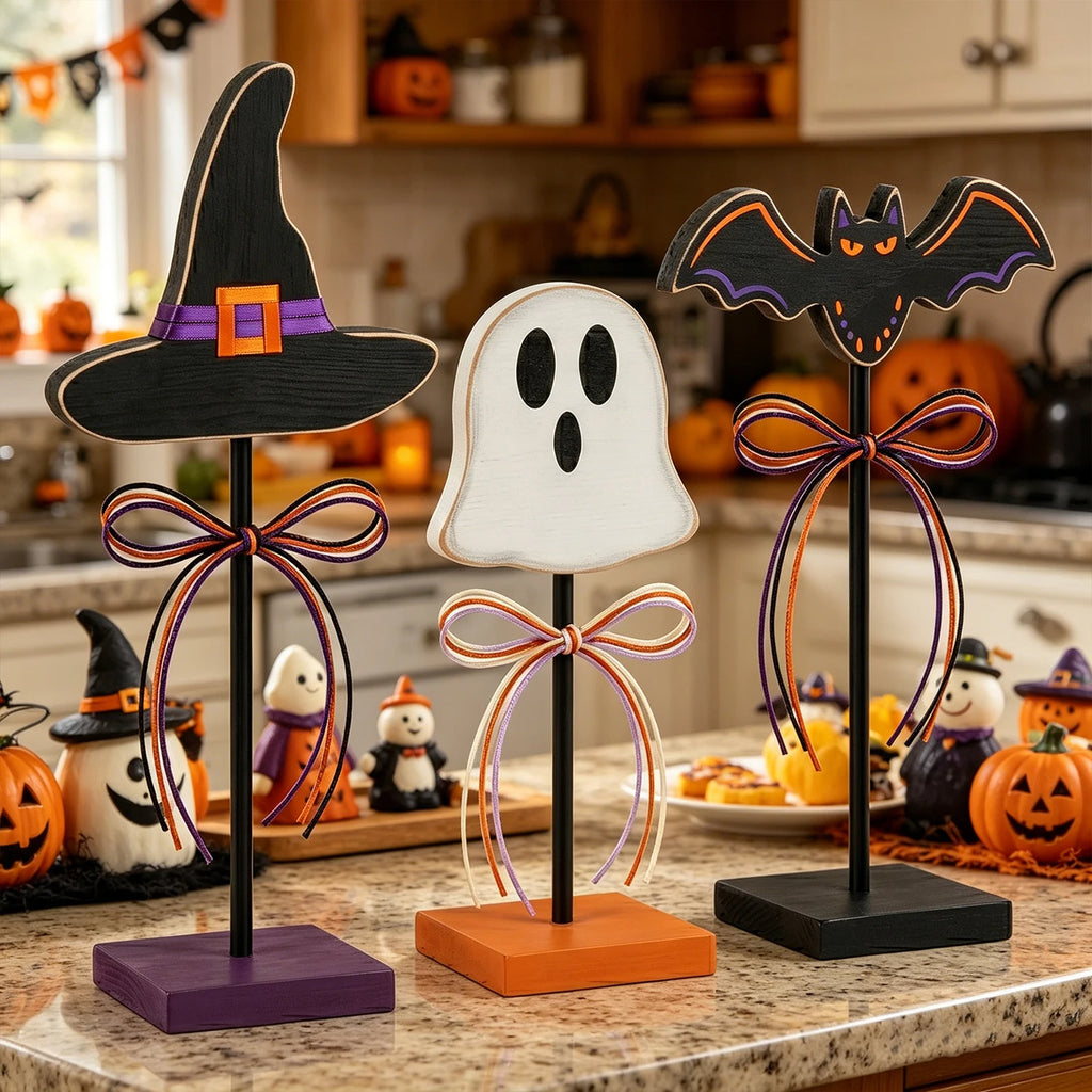 Halloween Wooden Tabletop Decor, 3PC Set