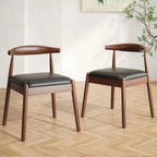 Mid-Century Modern Solid Wood Dining Chairs Set of 2