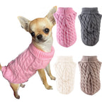 Classic Solid Knit Dog Sweater | Warm Winter Pullover for Small Breeds