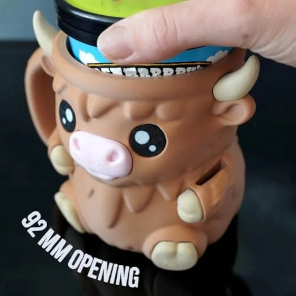 Highland Cow Ice Cream Pint Holder with Spoons