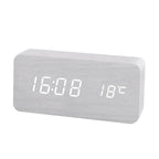 Wooden Digital Alarm Clock, With Temperature