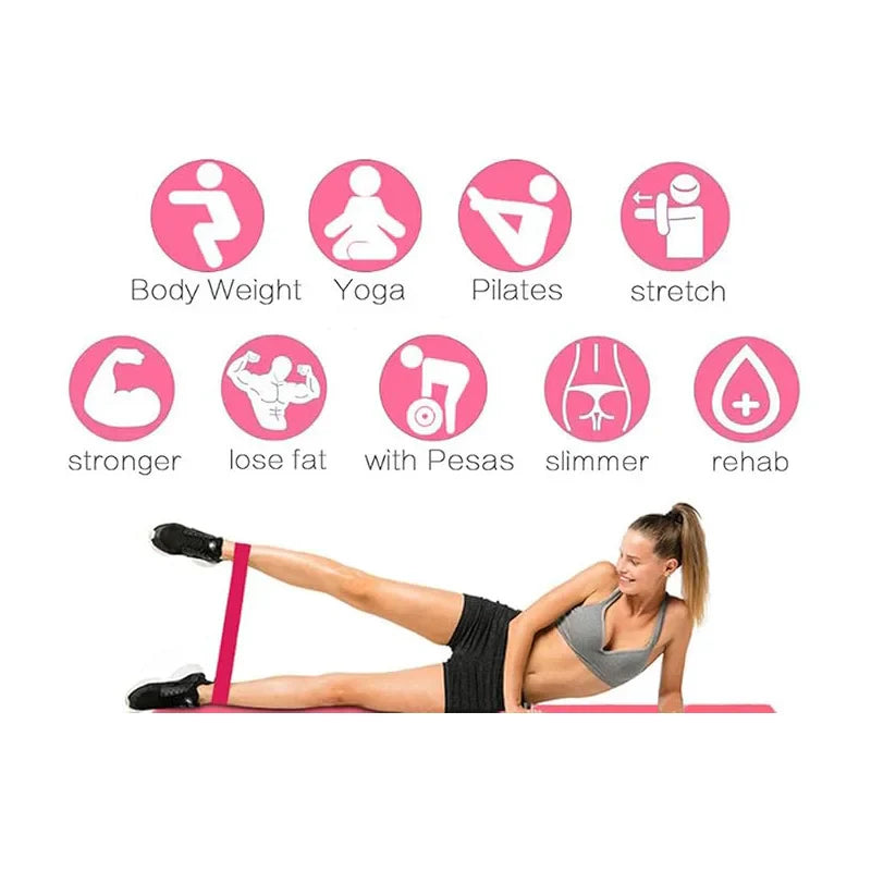 5 Pcs Pink Resistance Bands Set, Workout Bands for Leg Butt Exercise, Elastic Fitness Loop for Home Gym