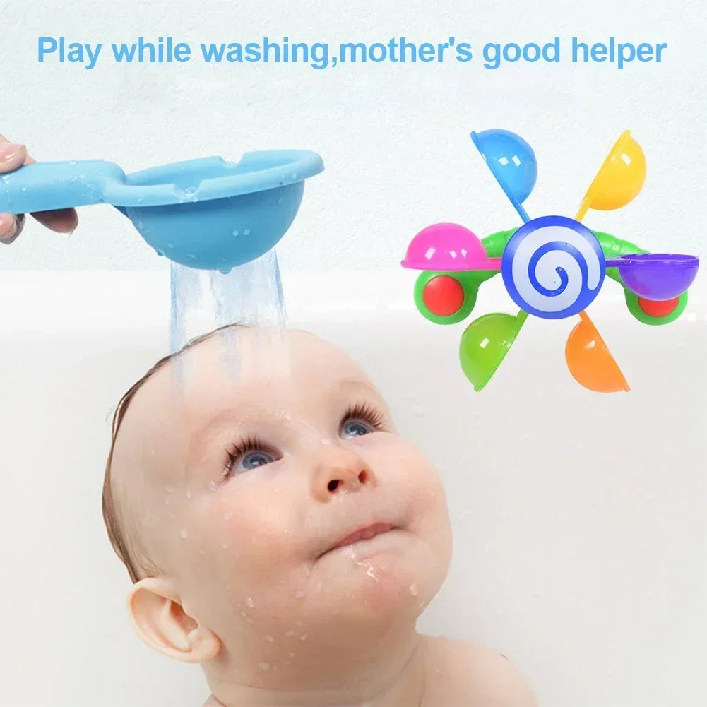 Rainbow Windmill, Waterwheel Baby/Toddlers Bath Water Spray Toy Set