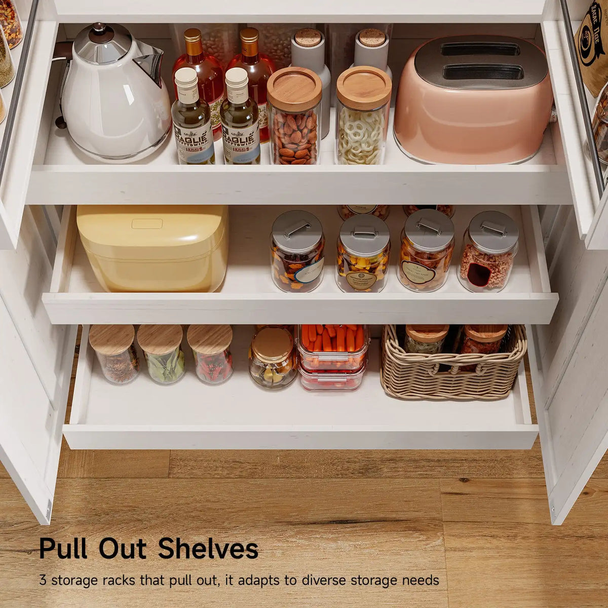 6 Door Pantry Storage Cabinet with Shelves, 71"