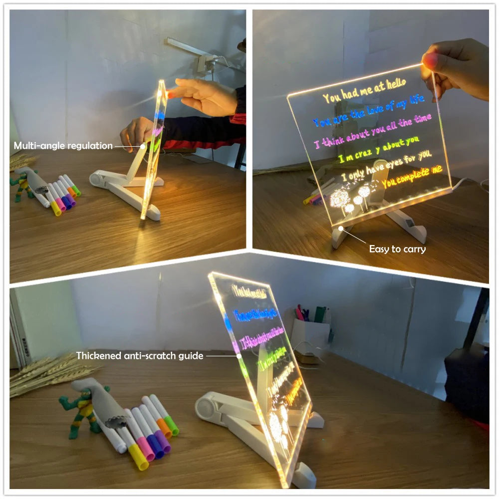LED Note Board With Night Light & 7 Pens