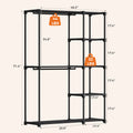 Portable Wardrobe Closet With Hanging Rods, Shelves