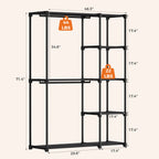 Portable Wardrobe Closet With Hanging Rods, Shelves