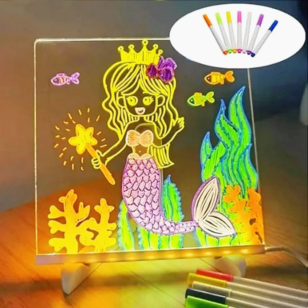 LED Note Board With Night Light & 7 Pens