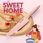14-Pcs Titanium Coated Pink Kitchen Knife Set