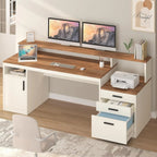 65" Computer Desk 3 Drawers, Storage Shelves